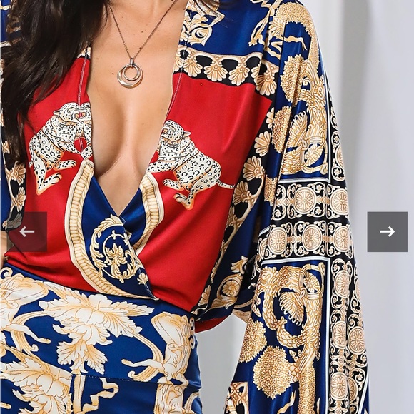 NWT Host Pick Exotic Print Lantern Sleeve Jumpsuit Juniors’ Size XL - Picture 3 of 11